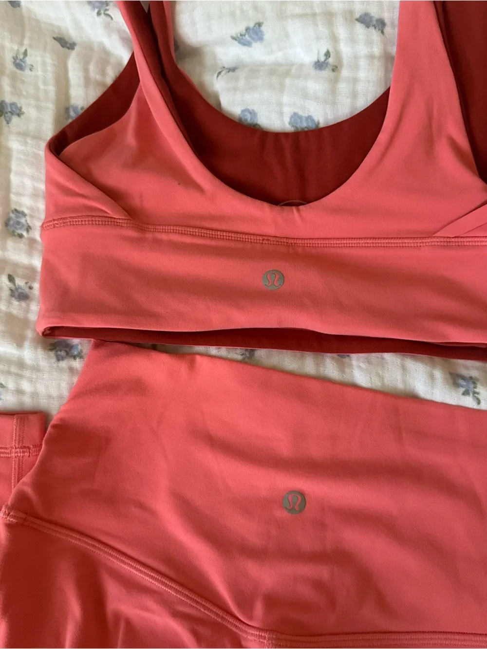 Lululemon Coral Athletic Bras and Legging Set
